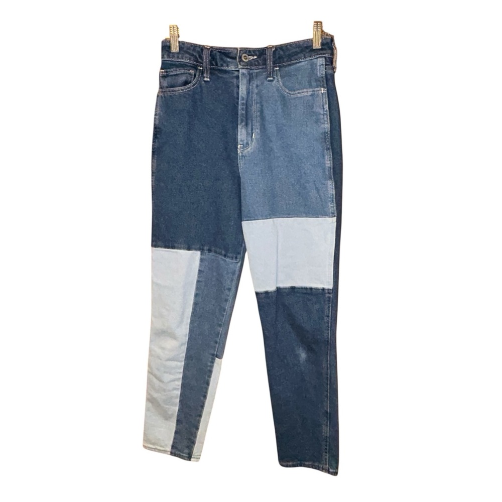 Hollister Womens Ultra High-Rise Mom‎ Jeans 25x27 Patchwork Vintage Stretch Boho